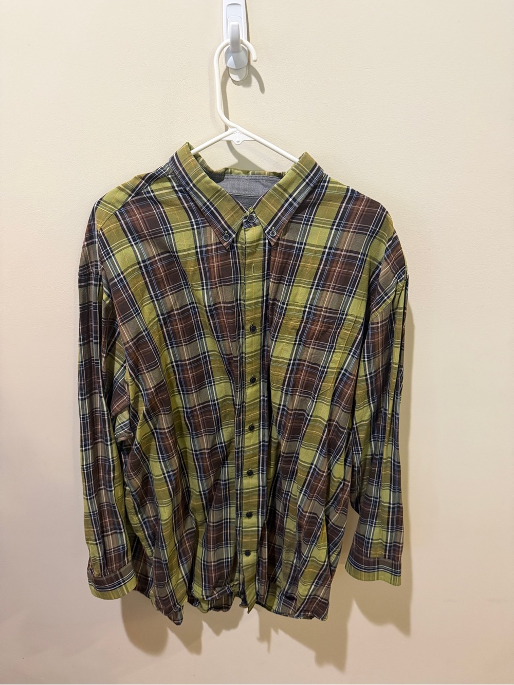 Cutter & Buck Yellow and Brown Plaid Button-Down Shirt